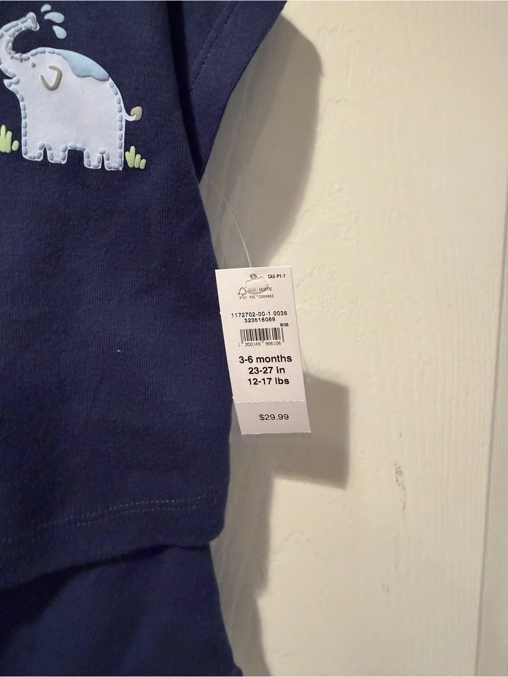 Baby Gap Navy Blue Elephant Two-Piece Set Short Sleeve Shirt & Shorts 3-6M